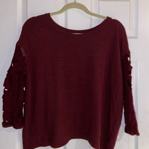 American Eagle maroon floral sweater